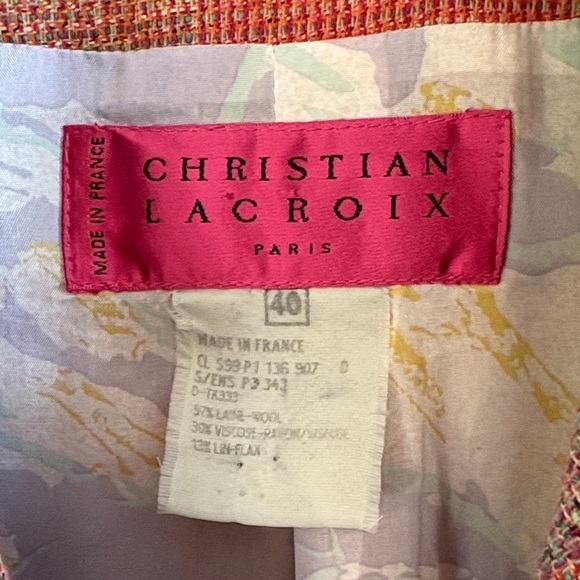 Christian Lacroix Paris Vintage Couture Pink and Yellow Patterned Skirt Suit - Picture 2 of 16